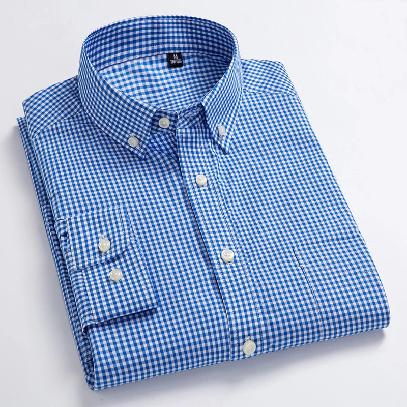 New Arrival Men's Oxford Wash and Wear Plaid Shirts 100% Cotton Casual Shirts High Quality Fashion Design Men's Dress Shirts - Image 10