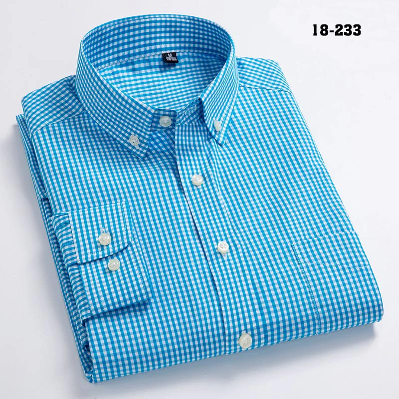 New Arrival Men's Oxford Wash and Wear Plaid Shirts 100% Cotton Casual Shirts High Quality Fashion Design Men's Dress Shirts - Image 2