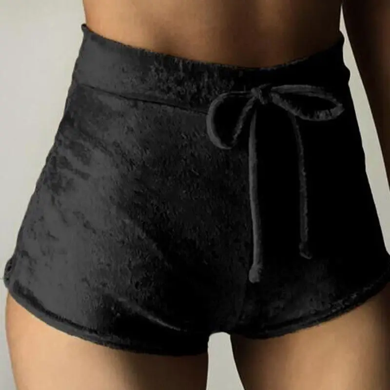 New arrival Pretty Little Thing Womens Ladies Pink Crushed Velvet Runner arrival Short Hot Casual Women Skinny Drawstring Shorts - Image 6