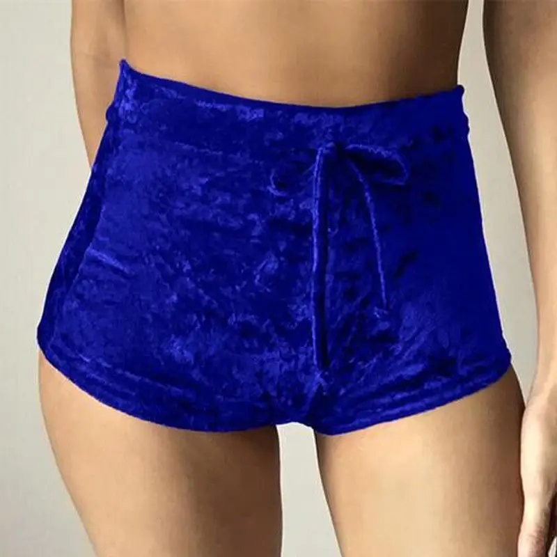 New arrival Pretty Little Thing Womens Ladies Pink Crushed Velvet Runner arrival Short Hot Casual Women Skinny Drawstring Shorts - Image 8