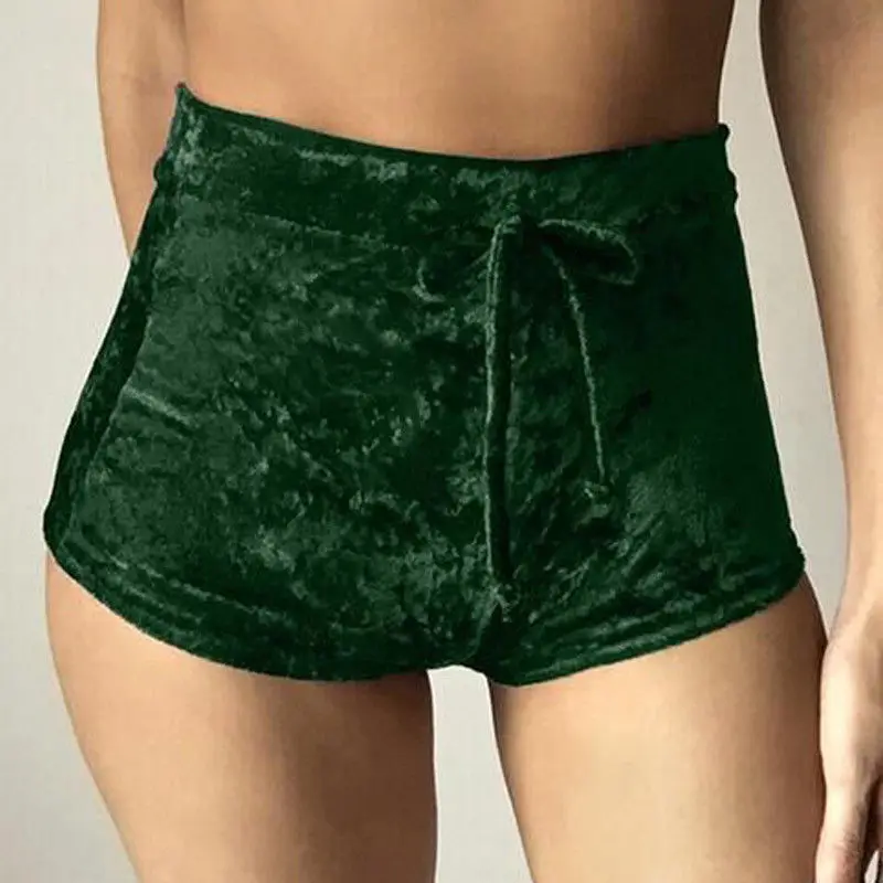 New arrival Pretty Little Thing Womens Ladies Pink Crushed Velvet Runner arrival Short Hot Casual Women Skinny Drawstring Shorts - Image 9
