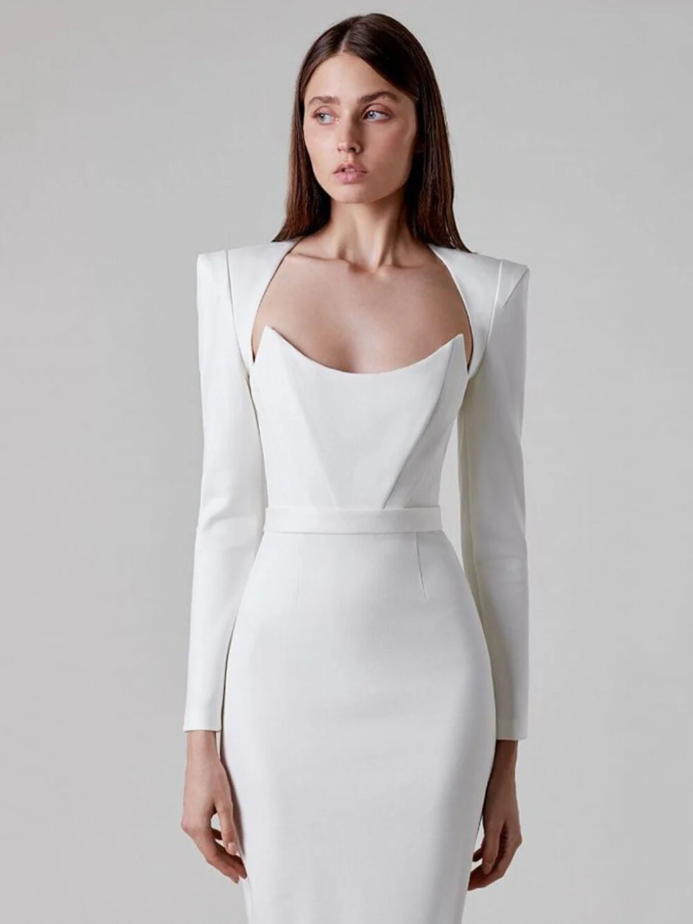 New Arrival Women Winter Sexy Long Sleeve V Neck Pink Black White Midi Bandage Dress 2023 Elegant Evening Club Party Dress - Image 6
