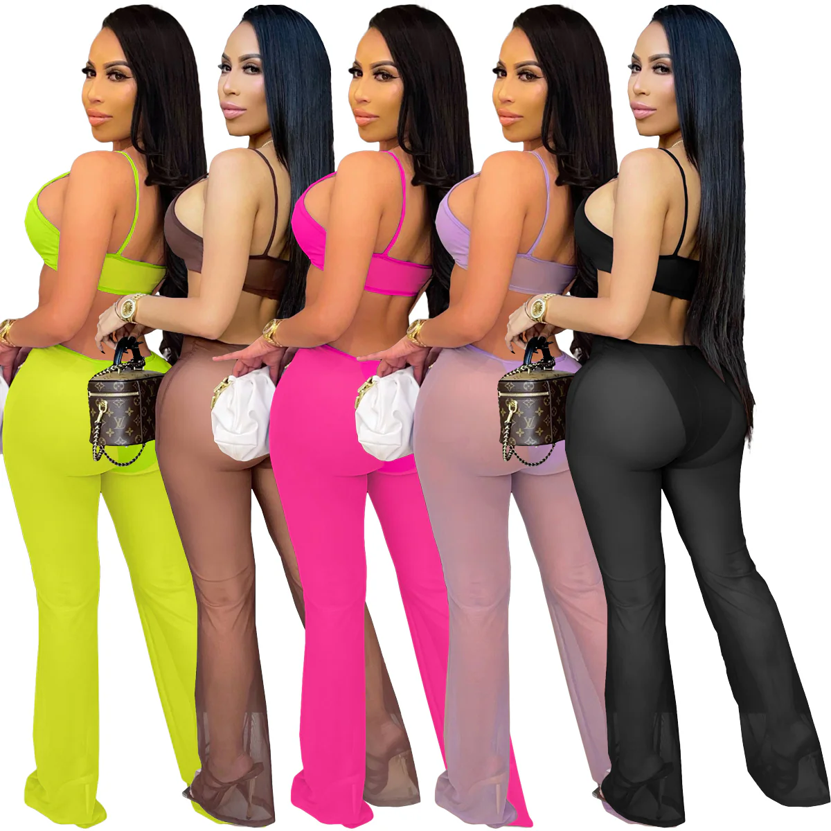 New Arrivals Women Sexy Beach Bikini Jumpsuit Sexy Mesh See Through One Pieces Pants Swimsuit - Image 7