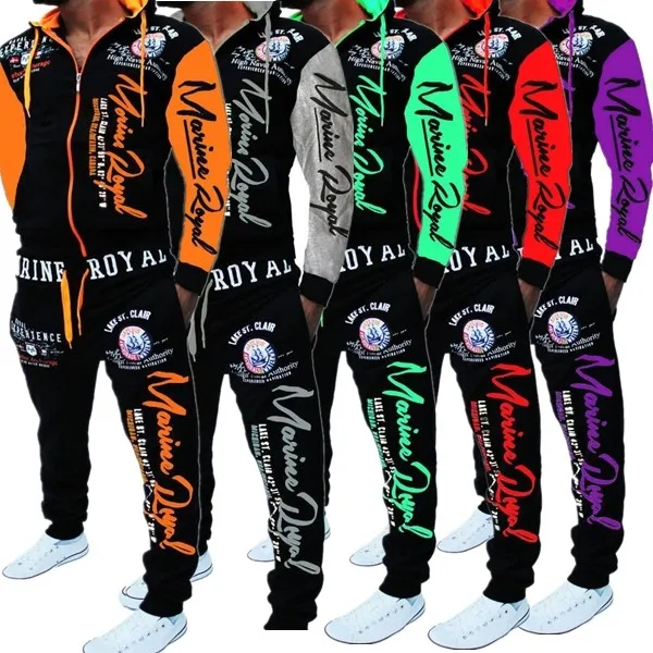 New Brand Men Tracksuit 2 Piece Tops Pants Mens Sweat Suits Set Letter Print Plus Size Jogger Male Chic Hot Sale Clothing - Image 2