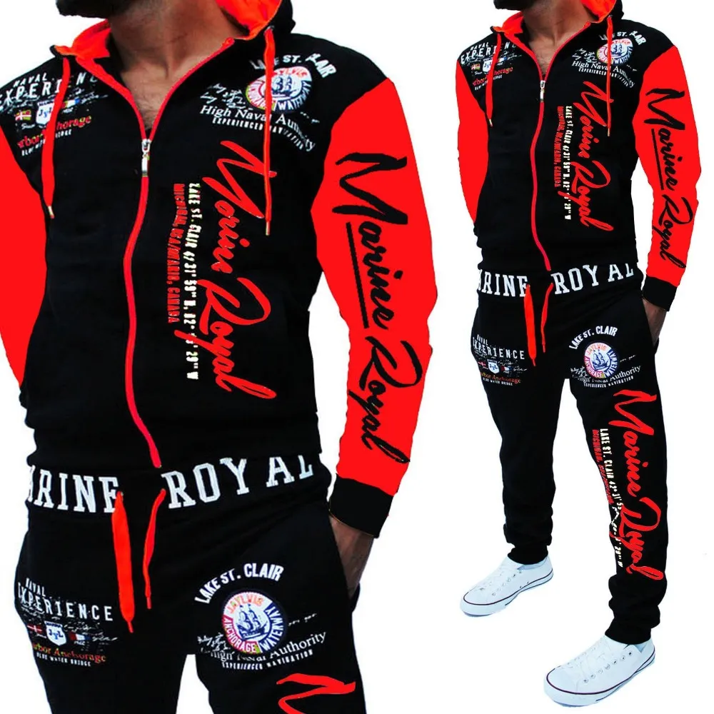 New Brand Men Tracksuit 2 Piece Tops Pants Mens Sweat Suits Set Letter Print Plus Size Jogger Male Chic Hot Sale Clothing - Image 9