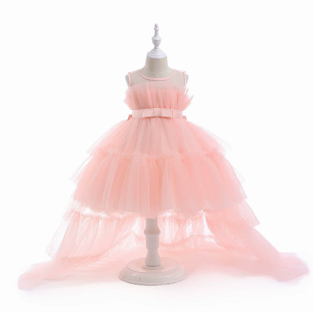 New Children's Princess Dress Pettiskirt Detachable Trailing Dress Gauze Dress Girls Piano Host Catwalk Performance Costumes - Image 8
