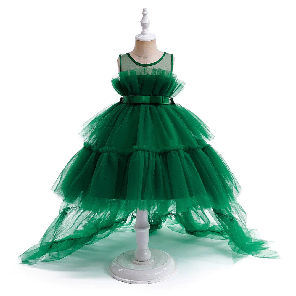 New Children's Princess Dress Pettiskirt Detachable Trailing Dress Gauze Dress Girls Piano Host Catwalk Performance Costumes - Image 9