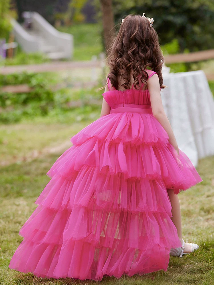 New Children's Princess Dress Pettiskirt Detachable Trailing Dress Gauze Dress Girls Piano Host Catwalk Performance Costumes - Image 3