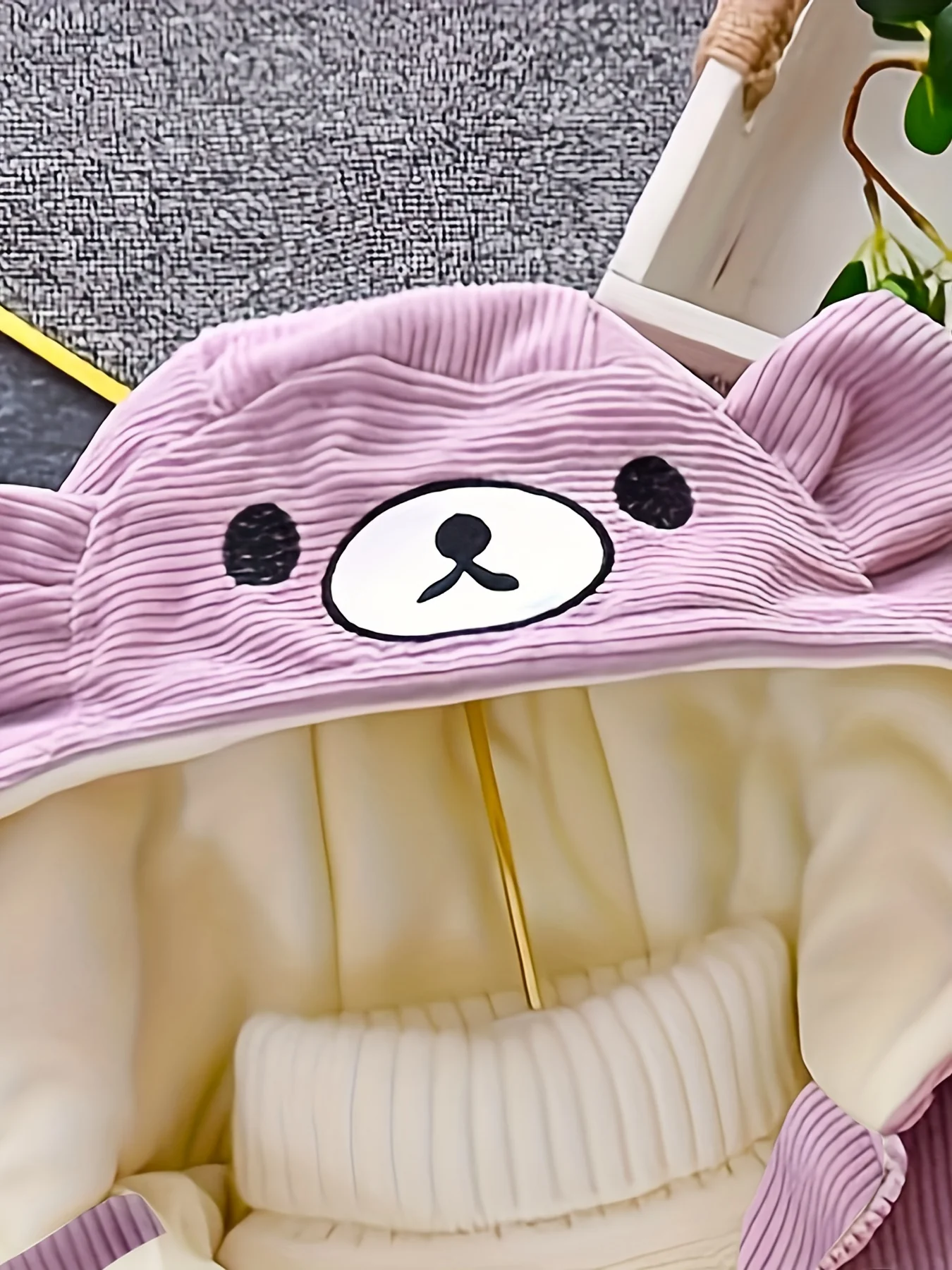 New Children's Warm Winter Thick Coat Cute Bear Shape Baby Corduroy Hooded Zip UpJacket - Image 8