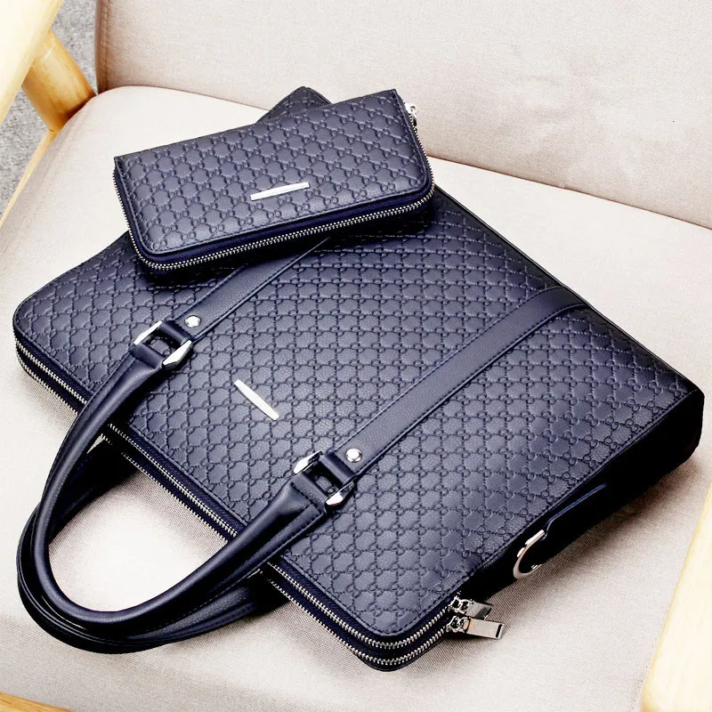 New Double Layers Men's Leather Business Briefcase Casual Man Shoulder Bag Messenger Bag Male Laptops Handbags Men Travel Bags - Image 2