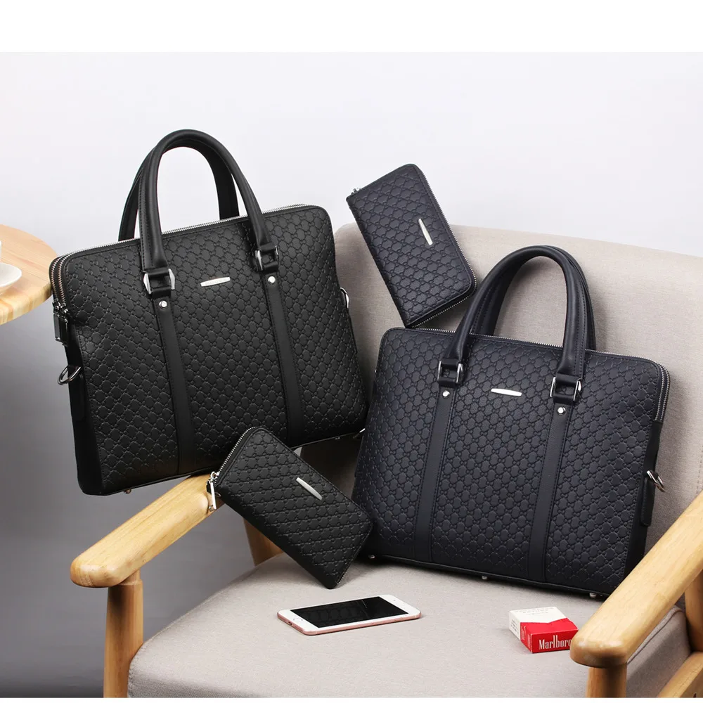 New Double Layers Men's Leather Business Briefcase Casual Man Shoulder Bag Messenger Bag Male Laptops Handbags Men Travel Bags - Image 3