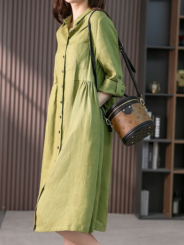 New Dresses for Women 2023 Summer Elegant French Shirt Dress Vintage LOOSE Mini Dress Office Commuting Long Robe Formal Dresses - Image 3