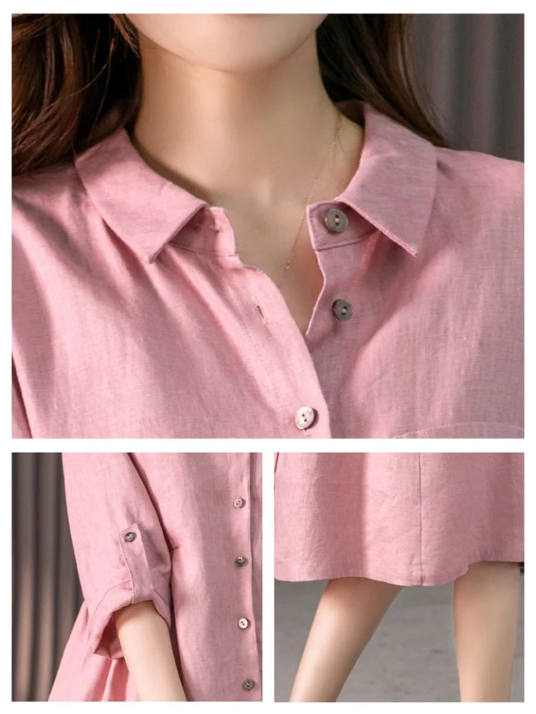 New Dresses for Women 2023 Summer Elegant French Shirt Dress Vintage LOOSE Mini Dress Office Commuting Long Robe Formal Dresses - Image 4