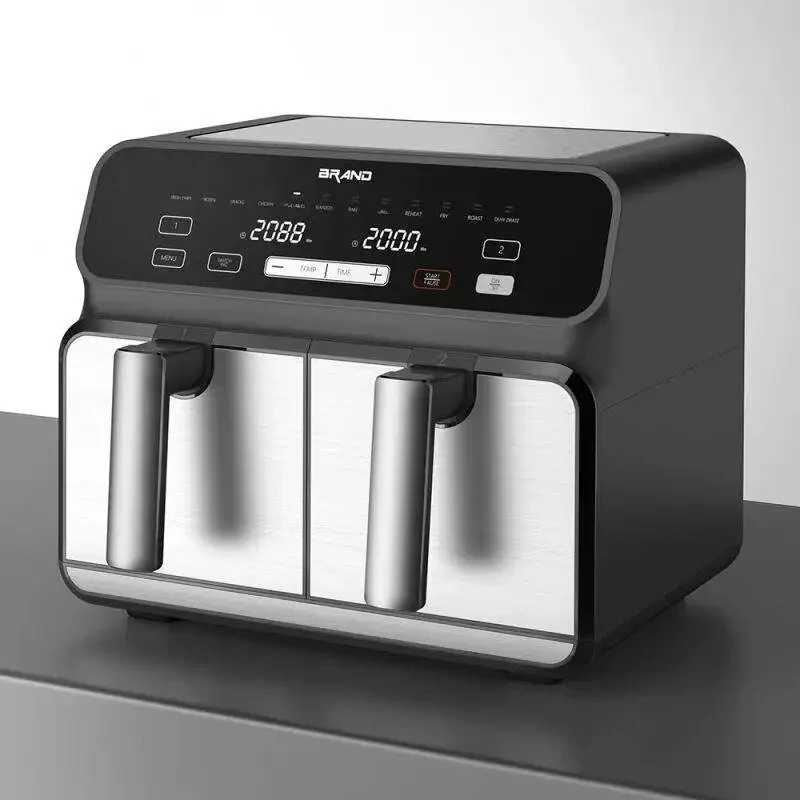 New Dual Basket Double Pot Visual Drawer Oil-Free Smokeless Non-Stick visible window Electric Air Frying Fryer - Image 4
