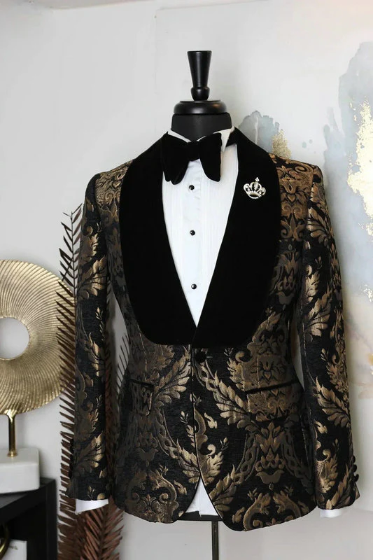 New Elegant 2022 Costume Homme Shawl Lapel Black Jacquard Dinner Party Groom Wear Men Wedding Suits For Men Prom Tuxedo Blazer - Image 10