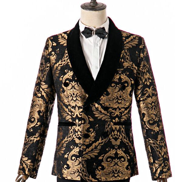 New Elegant 2022 Costume Homme Shawl Lapel Black Jacquard Dinner Party Groom Wear Men Wedding Suits For Men Prom Tuxedo Blazer - Image 2