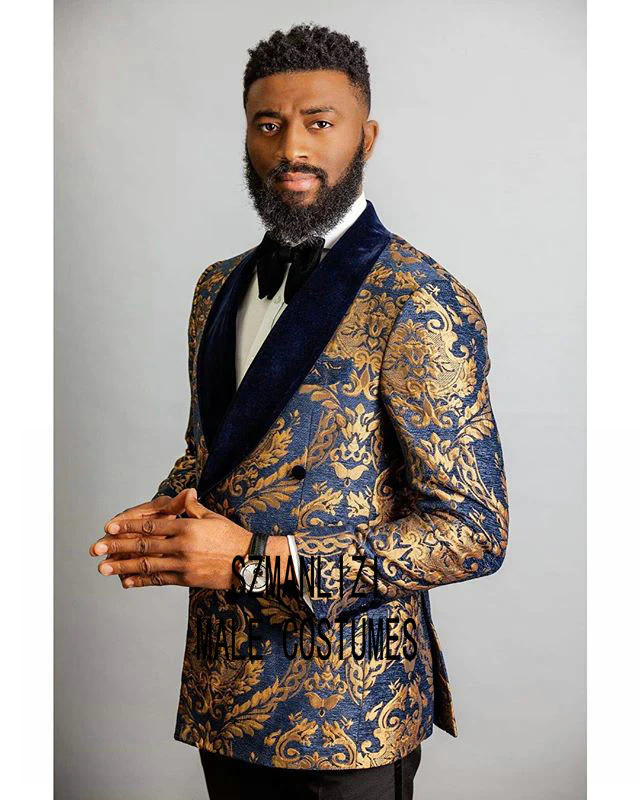 New Elegant 2022 Costume Homme Shawl Lapel Black Jacquard Dinner Party Groom Wear Men Wedding Suits For Men Prom Tuxedo Blazer - Image 6
