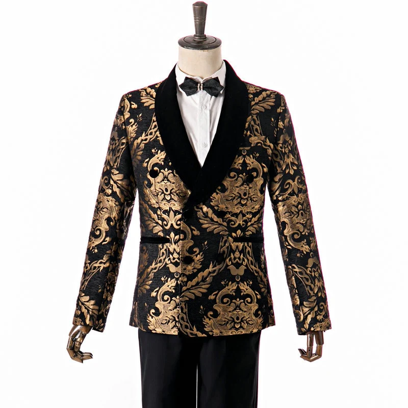 New Elegant 2022 Costume Homme Shawl Lapel Black Jacquard Dinner Party Groom Wear Men Wedding Suits For Men Prom Tuxedo Blazer - Image 8