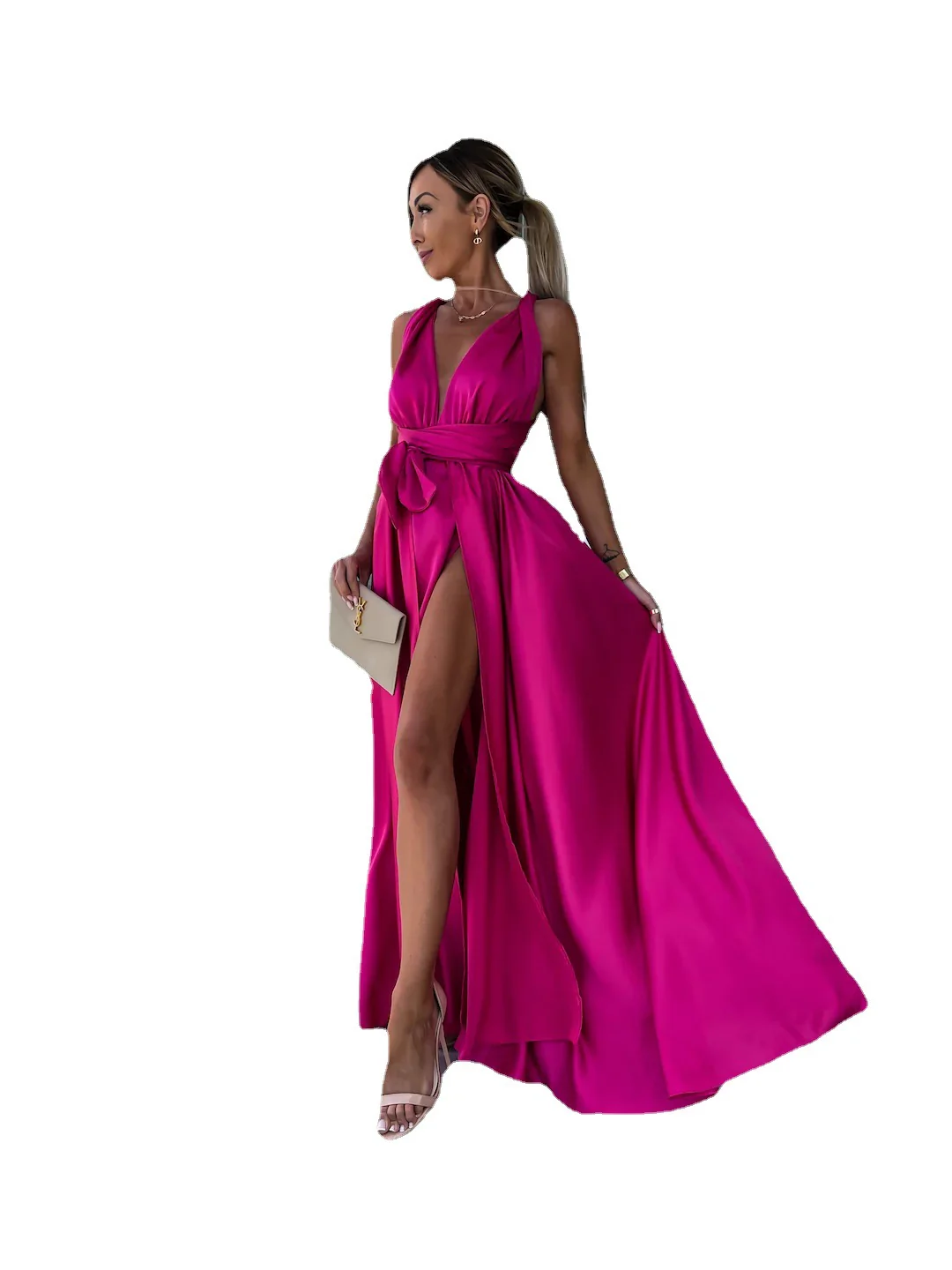 New Elegant Tied Large Swing Dress For Women - Image 8