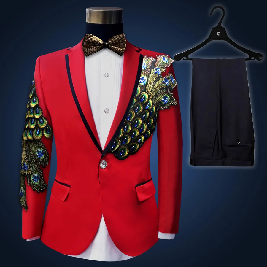 New Embroidered Tuxedos Men, Black Wedding Groom Suit, Male Singer Performance, Party Blazer, Prom Costume, Fashion Paillette - Image 14