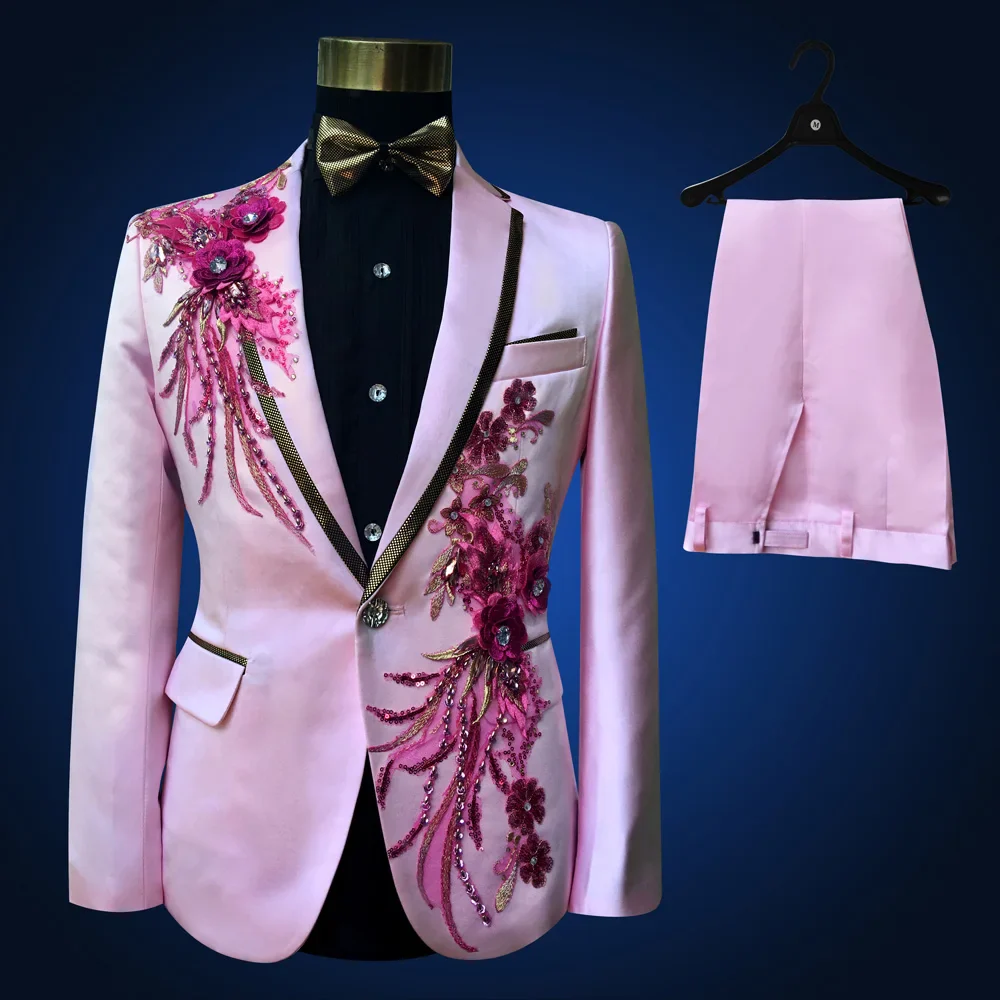 New Embroidered Tuxedos Men, Black Wedding Groom Suit, Male Singer Performance, Party Blazer, Prom Costume, Fashion Paillette - Image 16