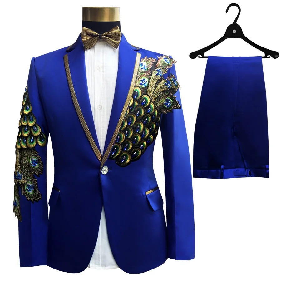 New Embroidered Tuxedos Men, Black Wedding Groom Suit, Male Singer Performance, Party Blazer, Prom Costume, Fashion Paillette - Image 17