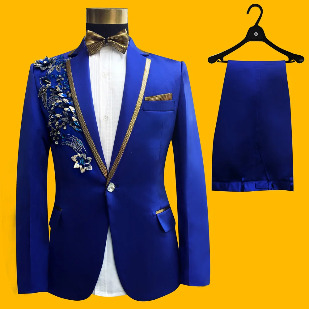 New Embroidered Tuxedos Men, Black Wedding Groom Suit, Male Singer Performance, Party Blazer, Prom Costume, Fashion Paillette - Image 18