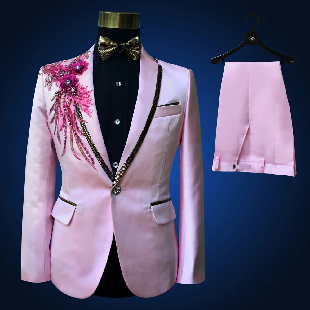 New Embroidered Tuxedos Men, Black Wedding Groom Suit, Male Singer Performance, Party Blazer, Prom Costume, Fashion Paillette - Image 22