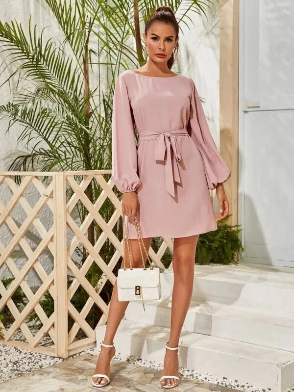 New European and American Women's Solid Color Temperament Commuting Slim Slim Pullover High Waist Dress - Image 10