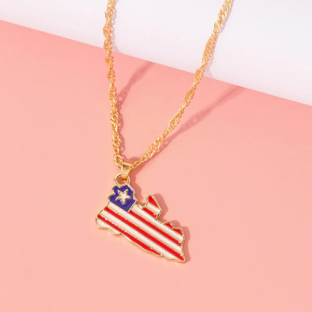 New Fashion Country Map Flag Necklace for Woman Man Liberia Haiti Jamaica Ghana Guinea Nigeria Alloy Pendant Chain Jewelry 2020 - Image 29