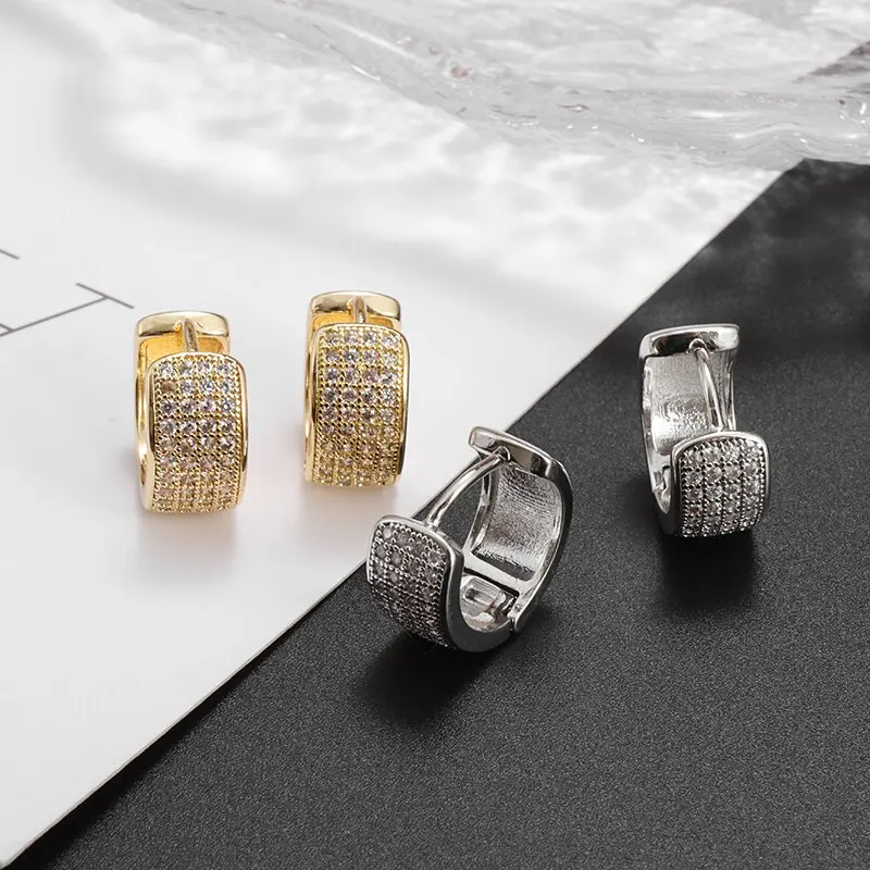 New Fashion Inlaid Shiny Zircon Crystal Trend Copper Earrings for Men and Women High-End Banquet New Year Jewelry - Image 3