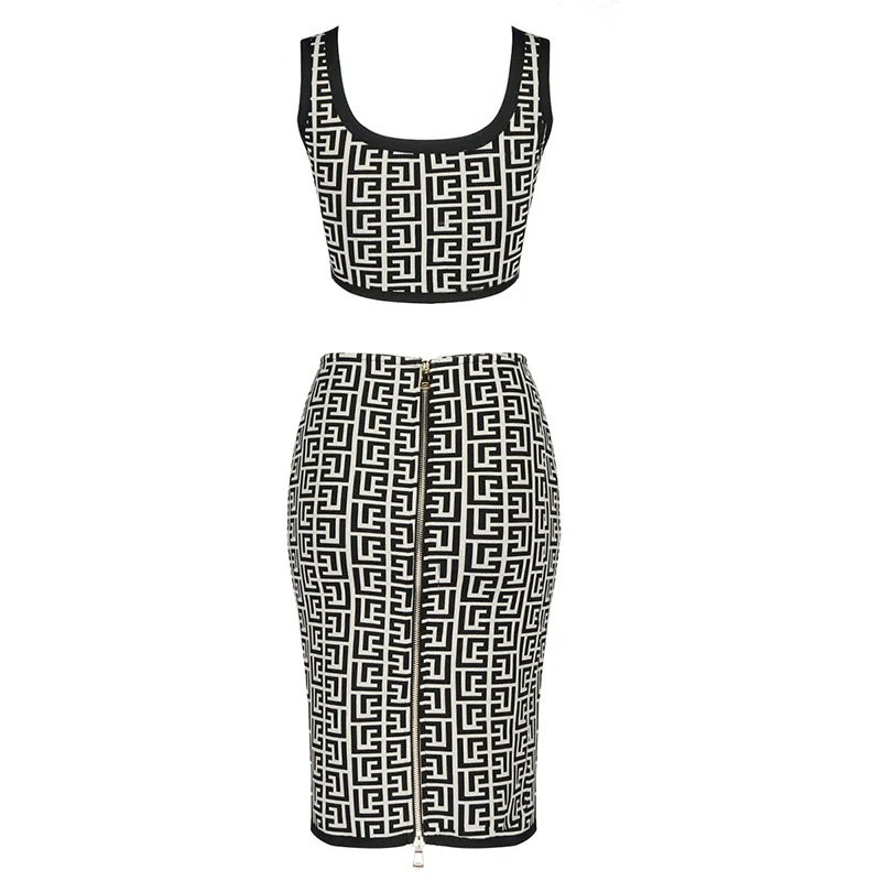 New Fashion Jacquard Slim-Fit Bar Two-Piece Set - Image 4