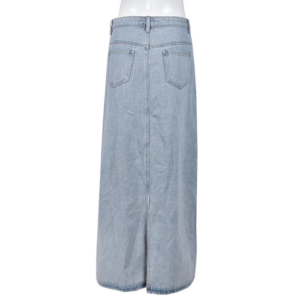 New Fashion Ladies Denim Skirts Women Sexy Club 2023 Summer Women's Jeans Split Skirts with Tassel - Image 7