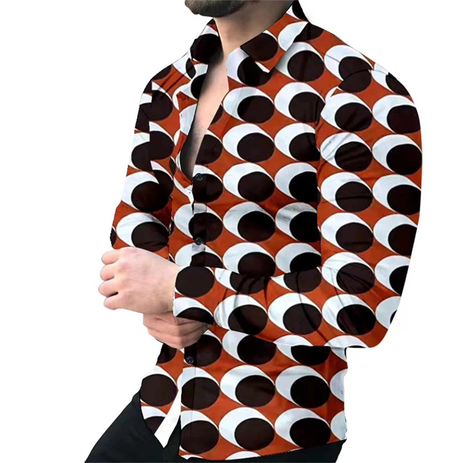 New Fashion luxury Men's Single Breasted Shirt Fall casual black rage print personality trend long sleeve top - Image 14