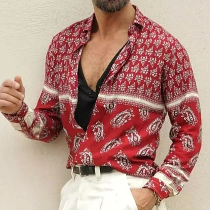 New Fashion luxury Men's Single Breasted Shirt Fall casual black rage print personality trend long sleeve top - Image 19