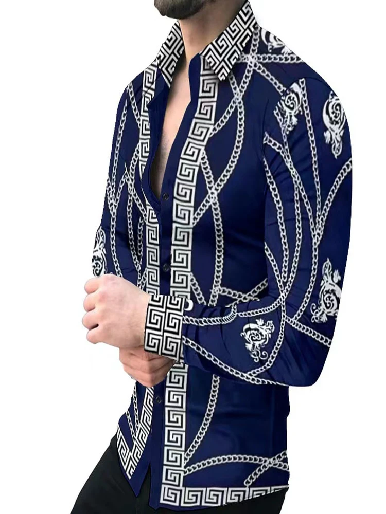 New Fashion luxury Men's Single Breasted Shirt Fall casual black rage print personality trend long sleeve top - Image 5