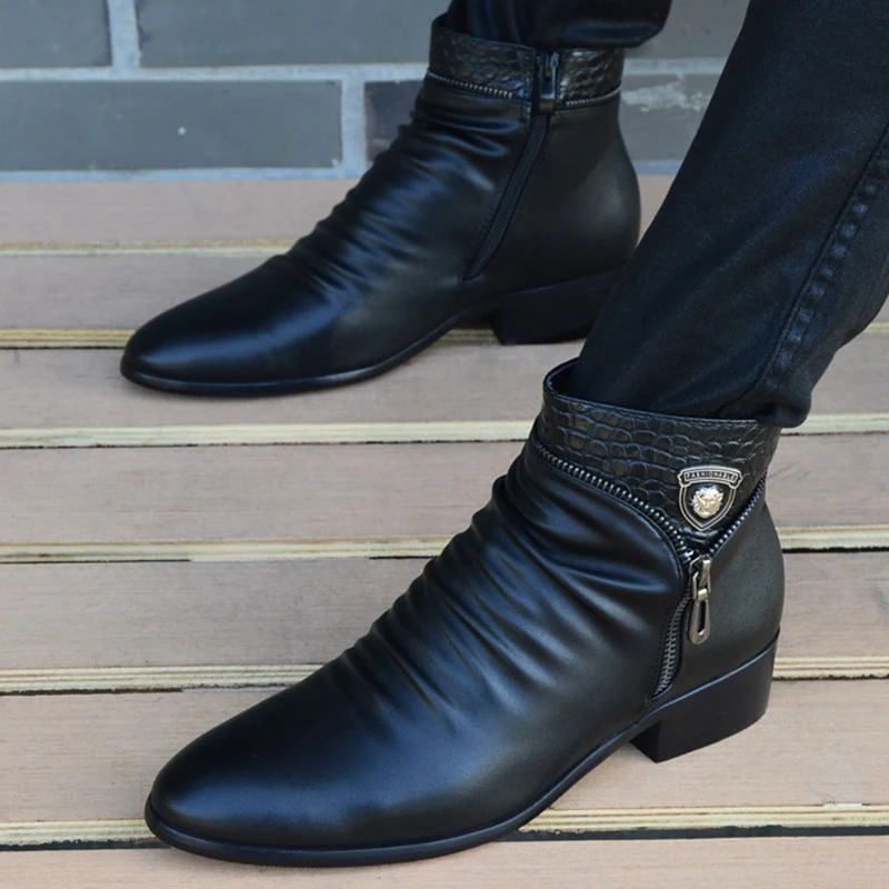 New Fashion Men Boots Genuine Leather Men British Autumn Winter Warm Plush Ankle Boots Man Casual shoes Zapatos man hombre - Image 10