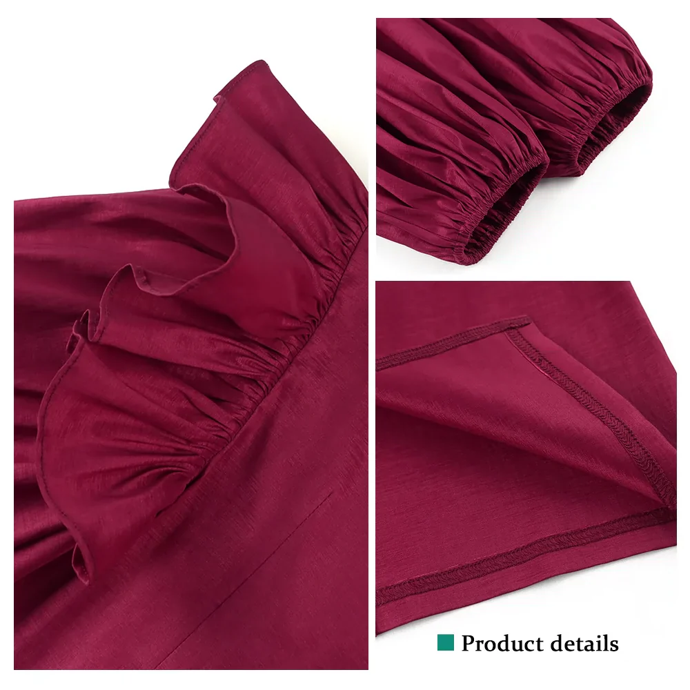 New Fashion plus Size High Waist Party Party Dress Wine Red Dress plus Size Party Dress - Image 4