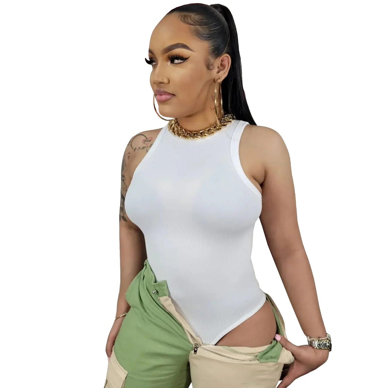 New Fashion Summer Playsuits  for Ladies One Piece Jumpsuit 2023 Short Simple Stretch Jumpsuit for Women - Image 4
