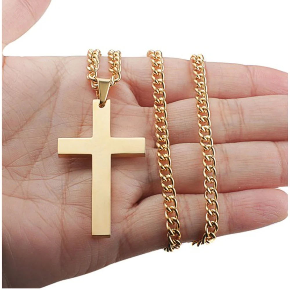 New Fashion Titanium Cross Gold Silver Black Prayer Choker Cross Pendants For Men Jewelry Stainless Steel Necklaces - Image 8