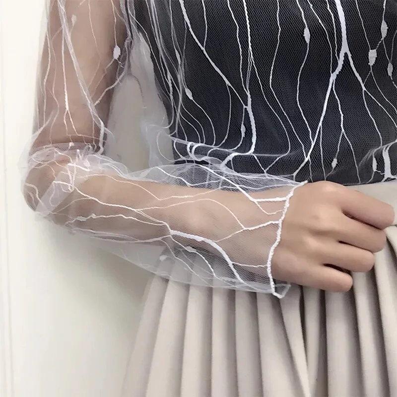 New Fashion Women Mesh Sheer T-Shirts Party Long Sleeve Blouses All-matched Popular T-Shirt Sexy Transparent Ladies Tops - Image 15
