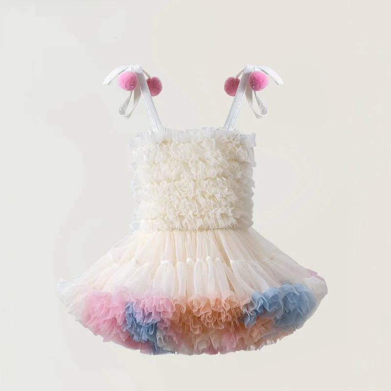 New High Quality Baby Girl Clothes Cute Fluffy Mesh Halter Baby Dress Sweet Princess TUTU Cake Dress Birthdays Clothes For Girls - Image 2