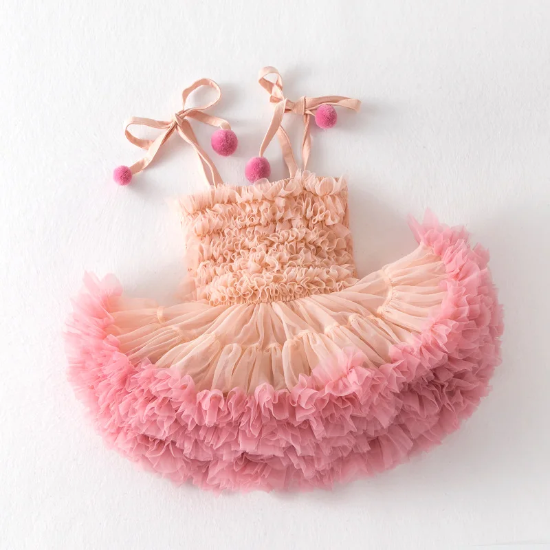 New High Quality Baby Girl Clothes Cute Fluffy Mesh Halter Baby Dress Sweet Princess TUTU Cake Dress Birthdays Clothes For Girls - Image 3