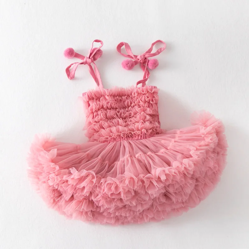 New High Quality Baby Girl Clothes Cute Fluffy Mesh Halter Baby Dress Sweet Princess TUTU Cake Dress Birthdays Clothes For Girls - Image 6