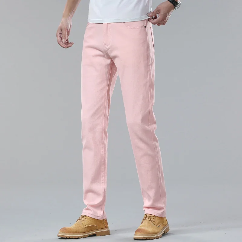 New High Quality Men's Trend Yellow Red White Jeans 2024 Spring Autumn Male High Waist Casual Pants Classic Brand Denim Trousers - Image 25