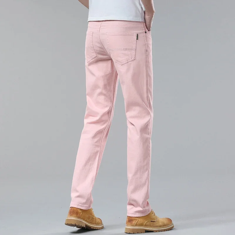 New High Quality Men's Trend Yellow Red White Jeans 2024 Spring Autumn Male High Waist Casual Pants Classic Brand Denim Trousers - Image 27