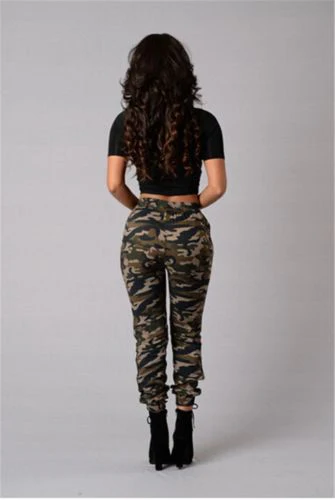 New Hot Sale Stretchy Waistband Convergent Trousers Fashion Plus Size Camouflage Stylish Skinny Army Green Jeans Pants Women - Image 5