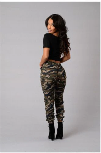 New Hot Sale Stretchy Waistband Convergent Trousers Fashion Plus Size Camouflage Stylish Skinny Army Green Jeans Pants Women - Image 7
