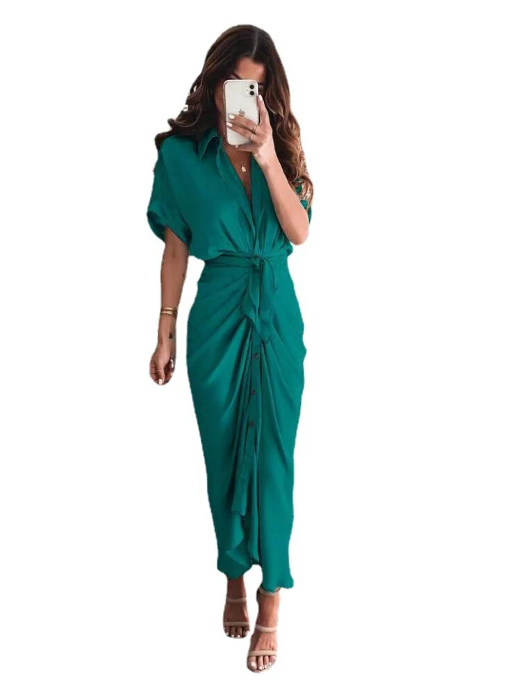 New In Dress Women Clothing for Summer Printed Waist Tie-up Shirt Sexy Long Formal Occasion Dresses for Women 2023 Evening Dress - Image 13