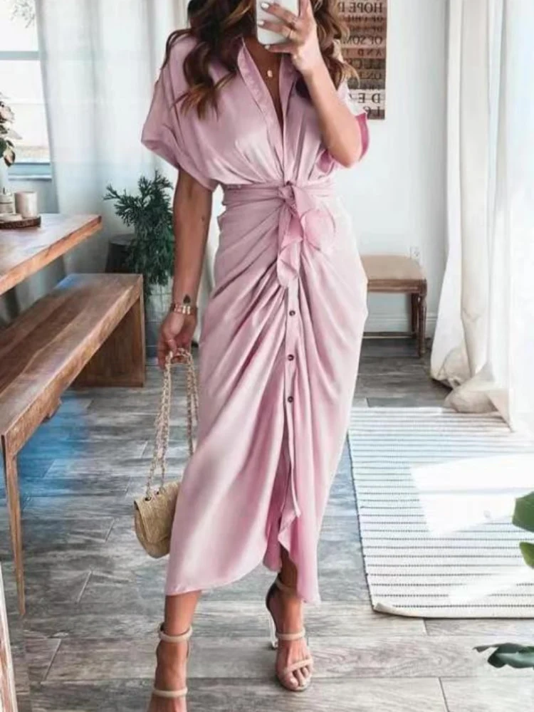 New In Dress Women Clothing for Summer Printed Waist Tie-up Shirt Sexy Long Formal Occasion Dresses for Women 2023 Evening Dress - Image 14